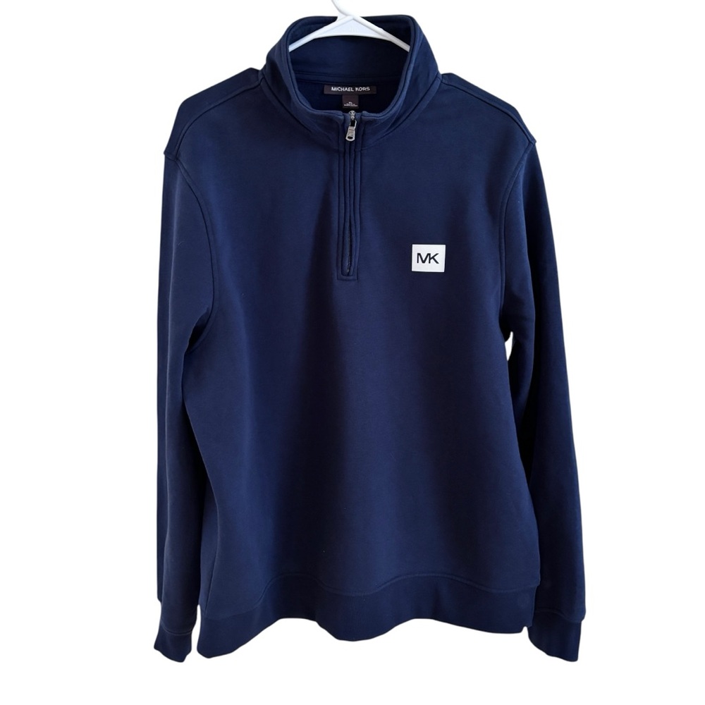 Michael Kors Men's 1/4 Zip Navy Blue Pullover XL